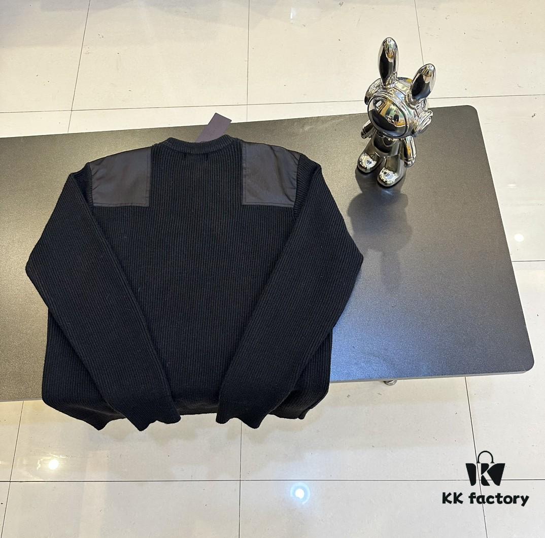 Prada Logo Triangle Long-Sleeve Crewneck Sweater