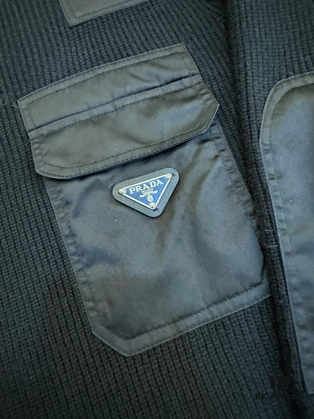 Prada Logo Triangle Long-Sleeve Crewneck Sweater