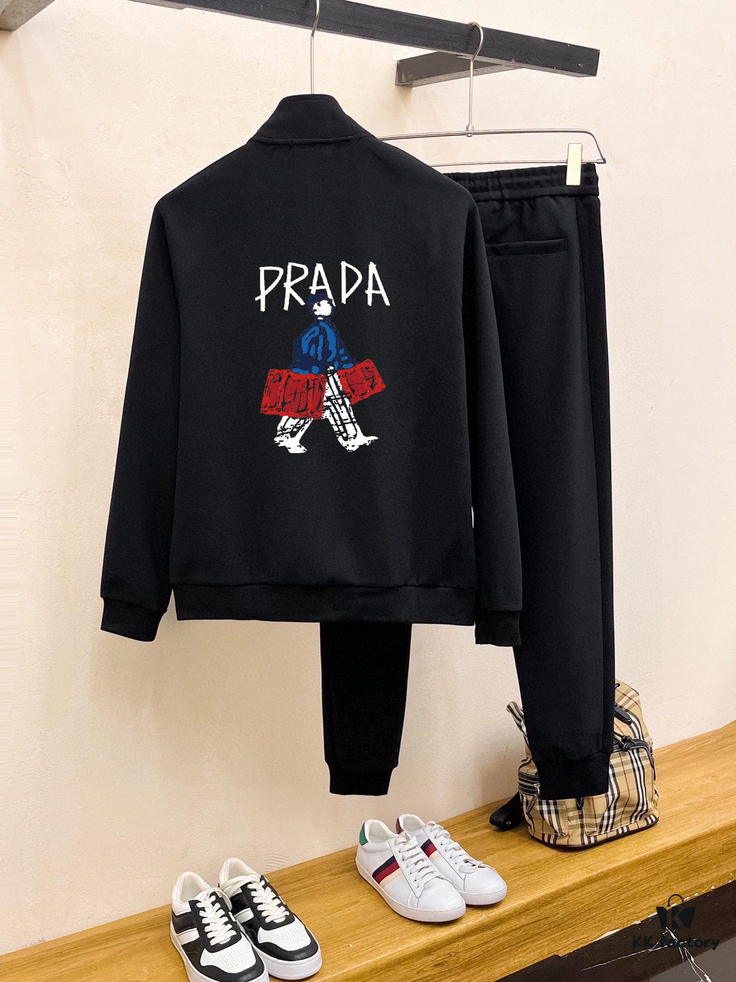 PRADA (Blessing for the Plus-Size) New Arrival 2025 Hooded Cardigan Set – Premium Authentic Design, Made with 100% Natural High-Quality Roman Cotton, Exquisite Hardware, Elegant and Comfortable Fit