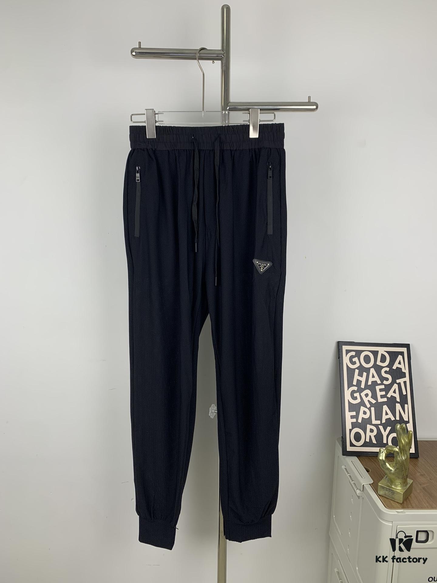 New PRADA 23SS Men's and Women's Lightweight Breathable Quick-Dry Casual Trousers