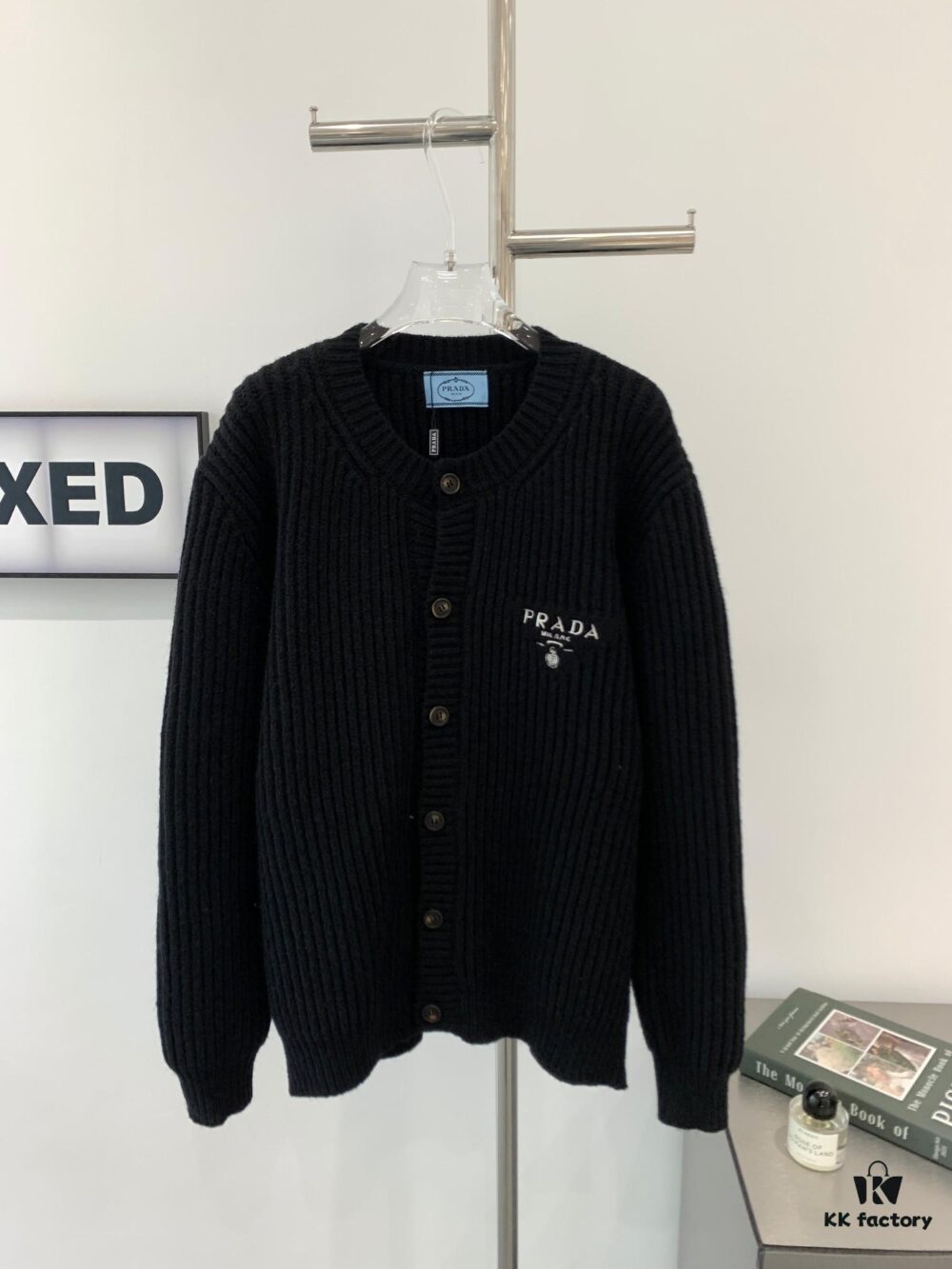 New PRADA Coarse Knit Wool Cardigan Unisex