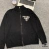 New Prada 23FW Fall/Winter Fashion Show Stand Collar Zipper Knit Cardigan Sweater