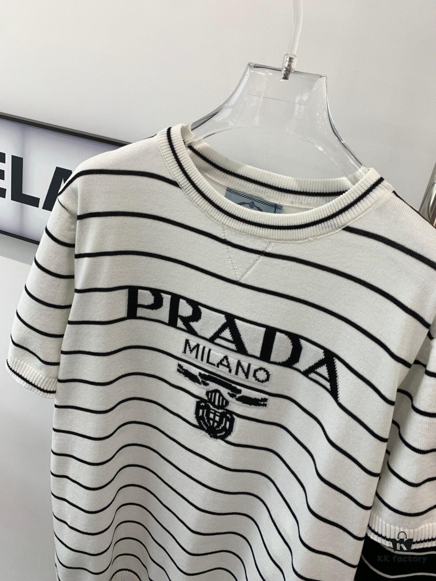 New Prada Striped Classic Logo Short Sleeve T-Shirt
