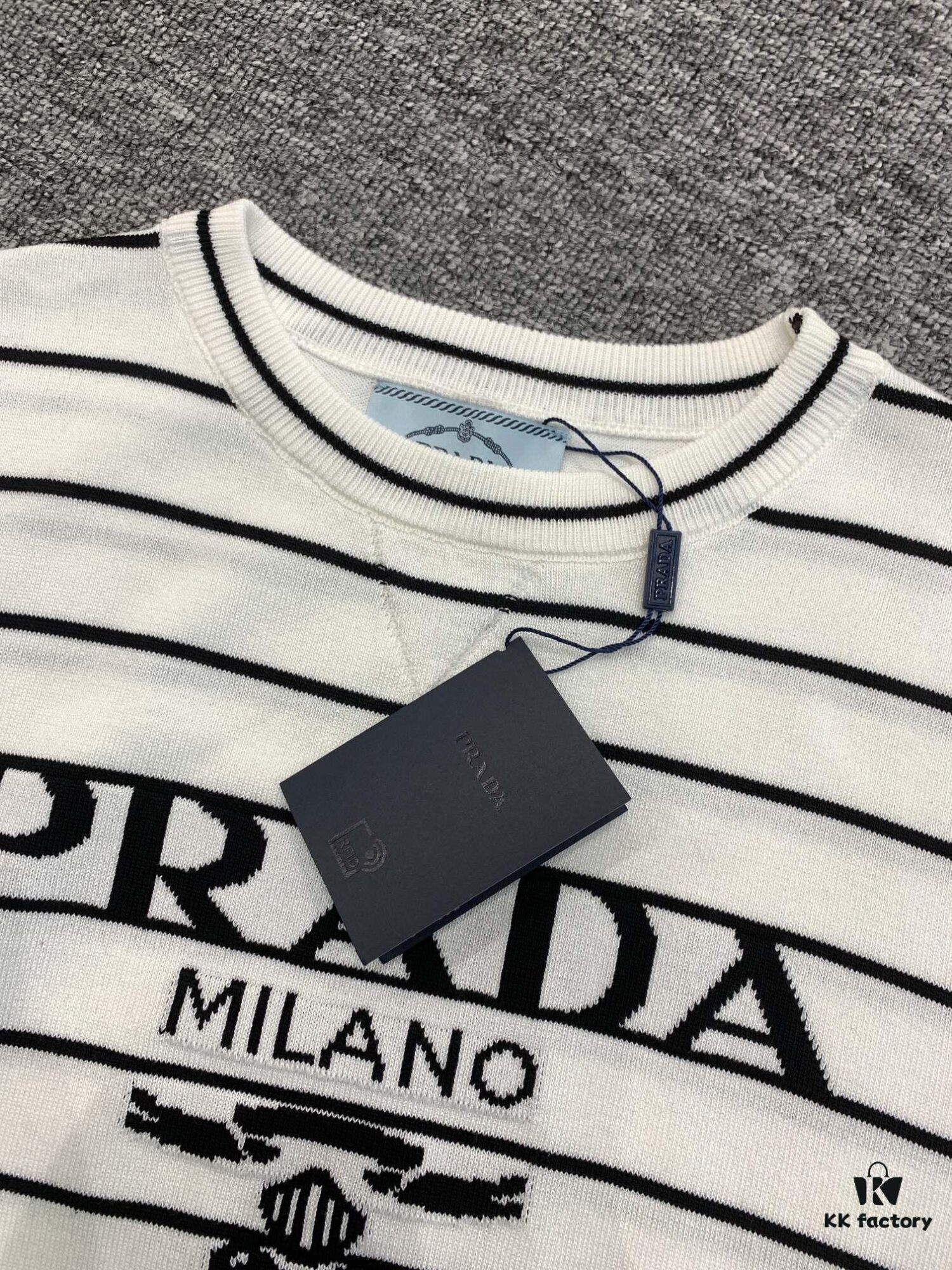 New Prada Striped Classic Logo Short Sleeve T-Shirt