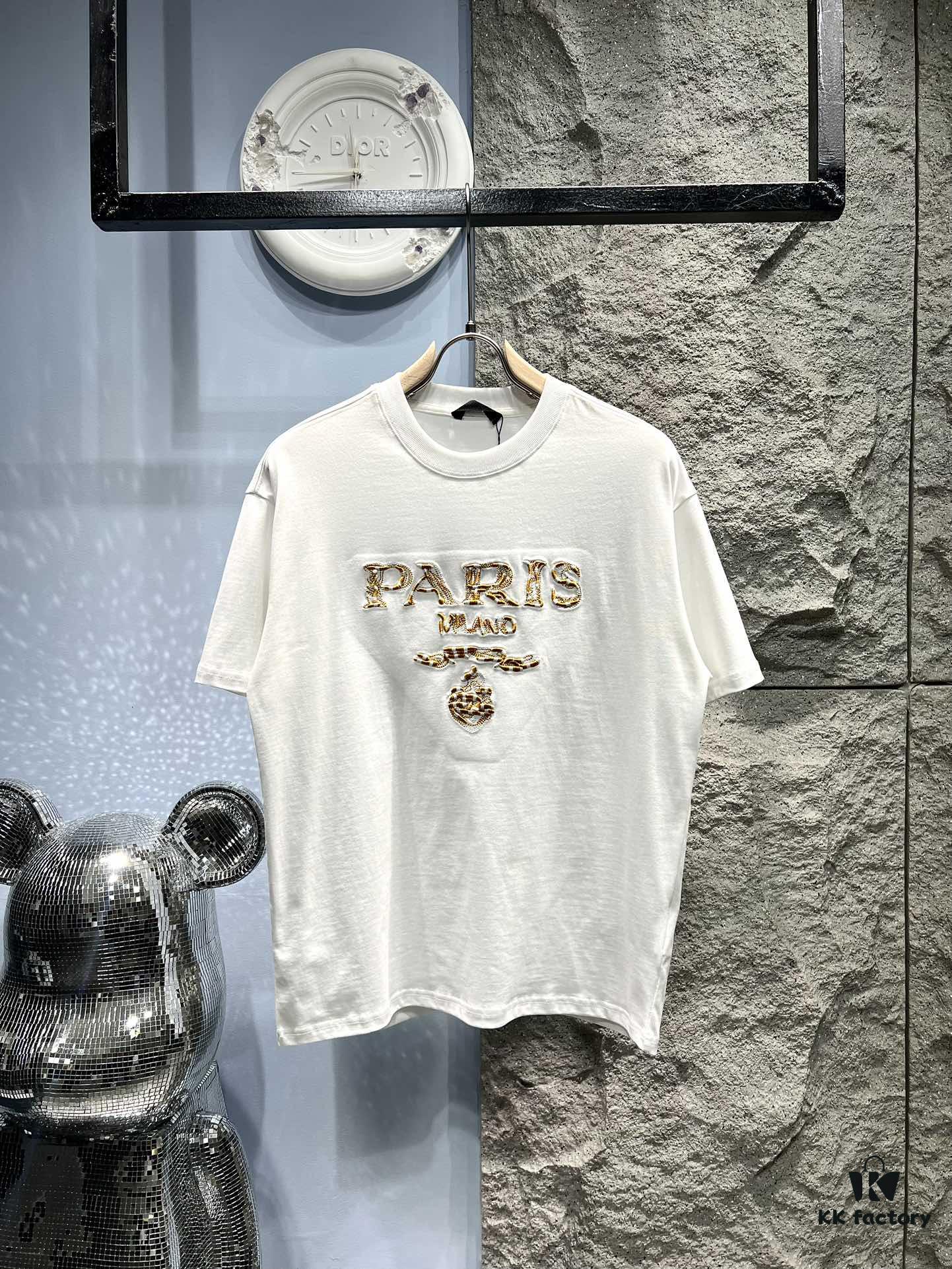 PRADA* Prada Jacquard Embroidery Large Logo Short Sleeve T-Shirt