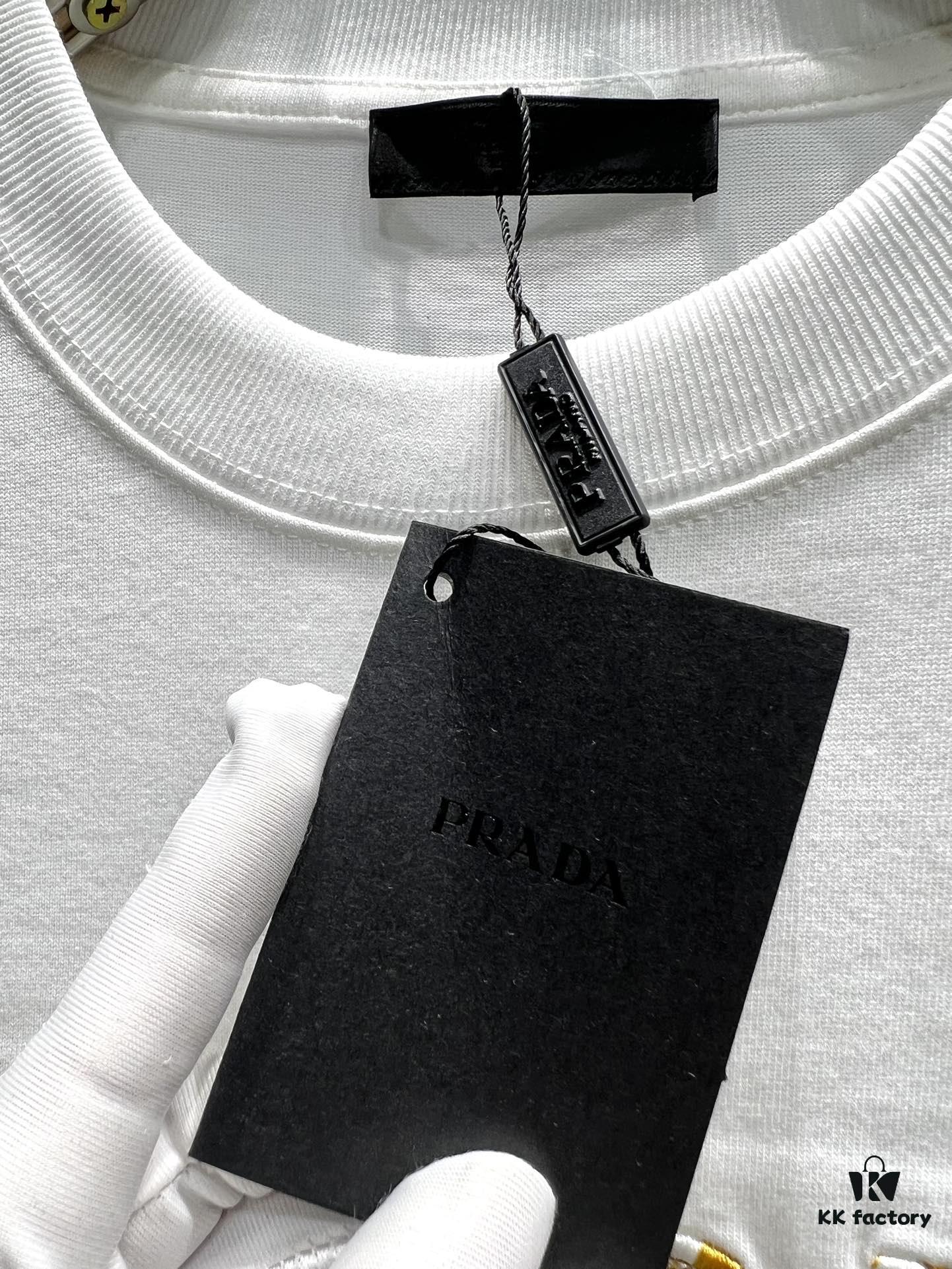 PRADA* Prada Jacquard Embroidery Large Logo Short Sleeve T-Shirt