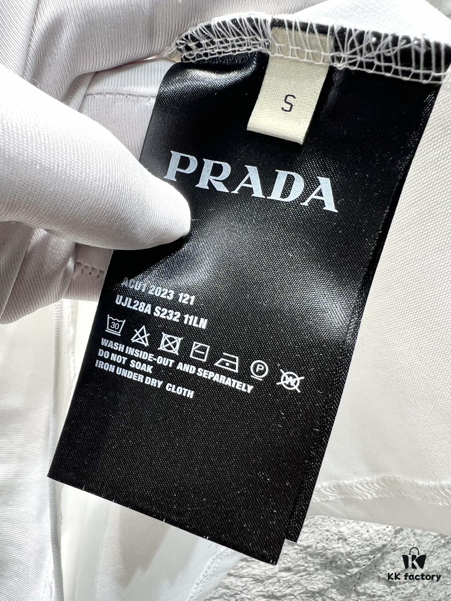 PRADA* Prada Jacquard Embroidery Large Logo Short Sleeve T-Shirt