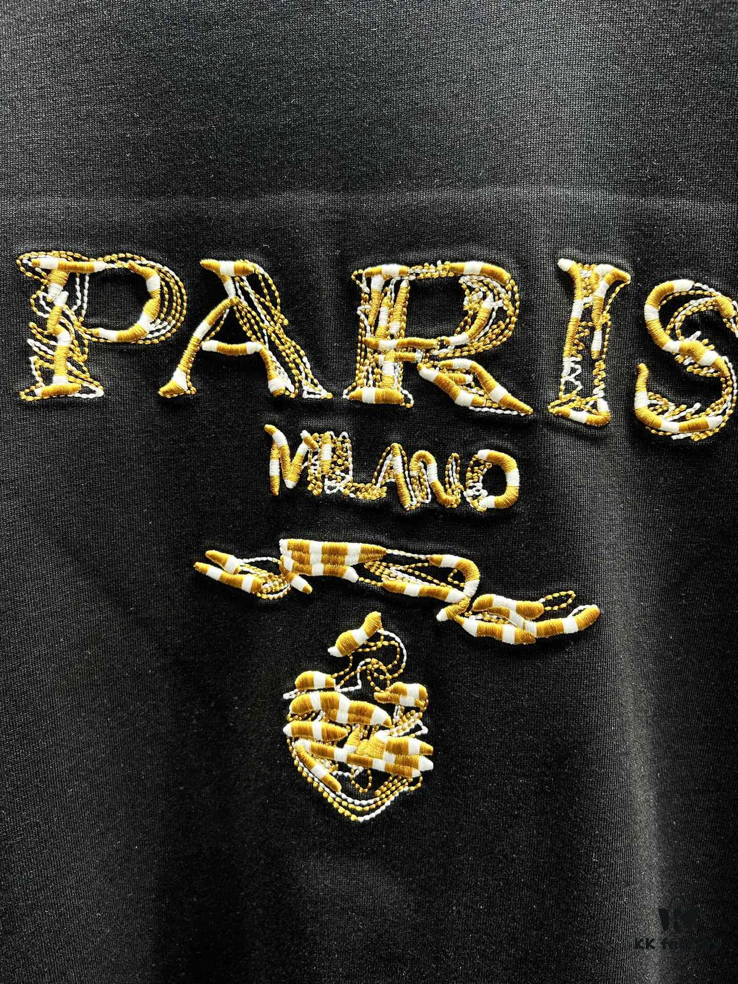 PRADA - Jacquard Embroidered Logo Short Sleeve T-Shirt