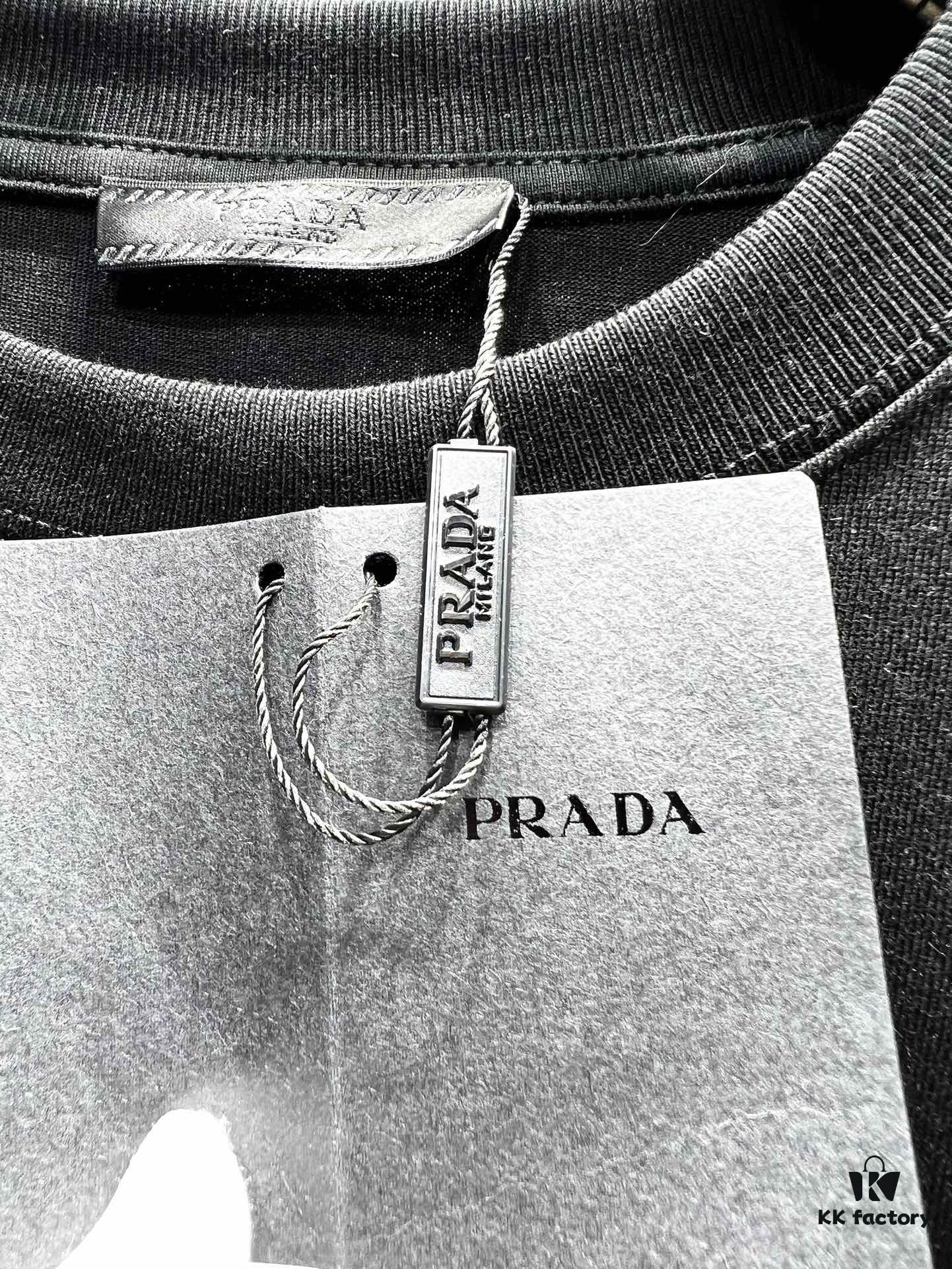 PRADA - Jacquard Embroidered Logo Short Sleeve T-Shirt