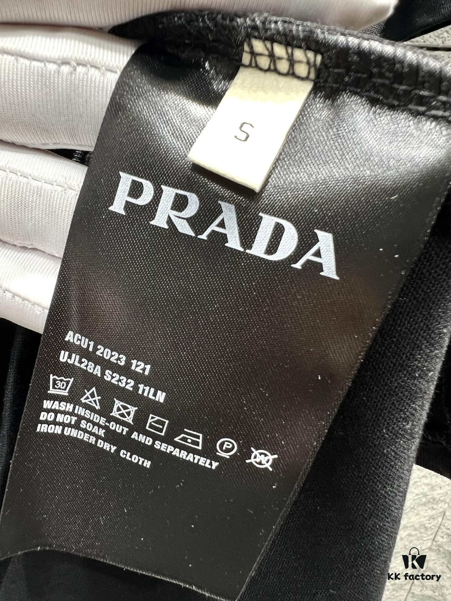 PRADA - Jacquard Embroidered Logo Short Sleeve T-Shirt