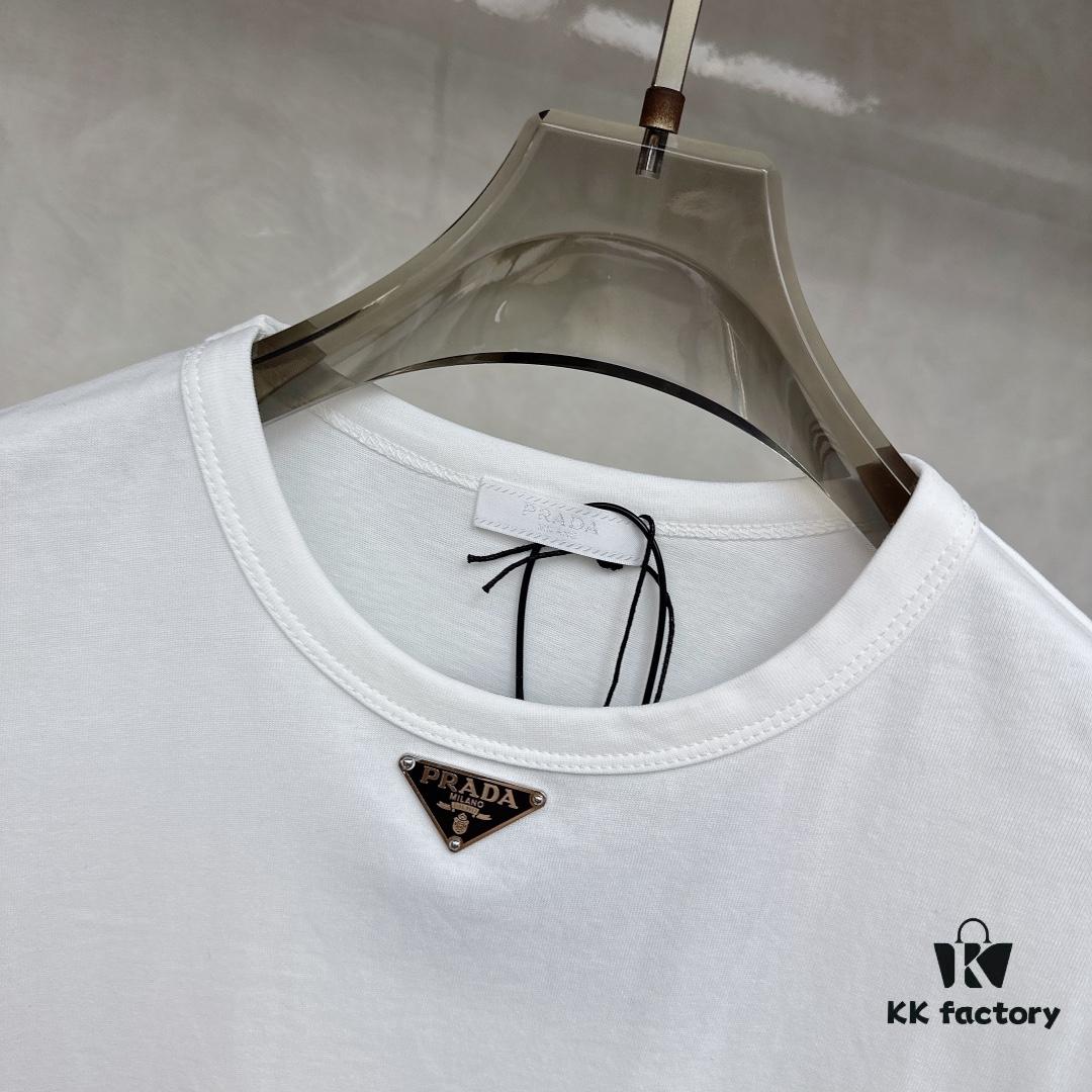 PRADA Logo Triangle Short Sleeve T-Shirt