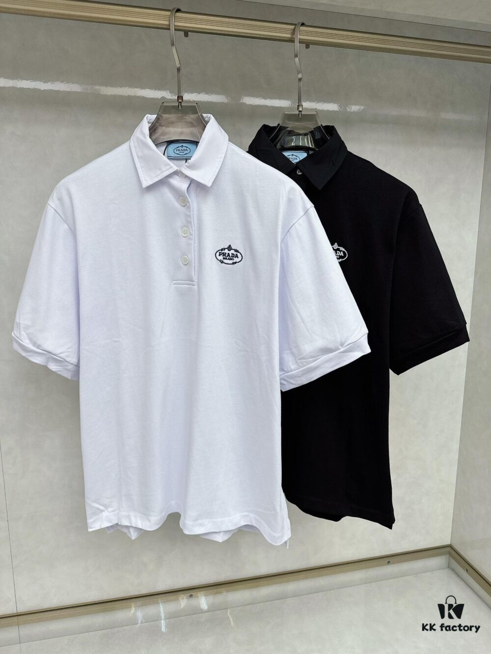 Prada Embroidered Collar Polo Shirt