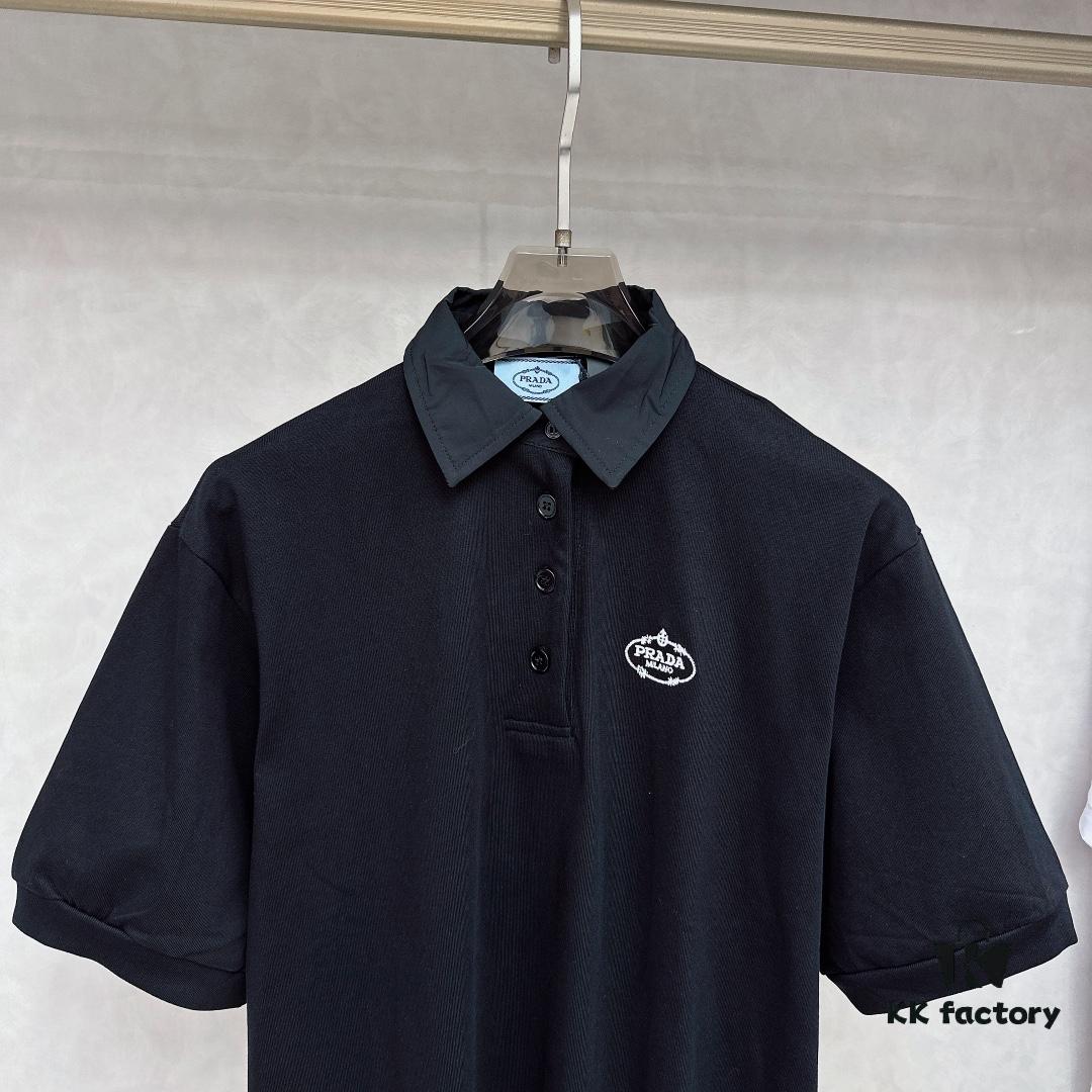 Prada Embroidered Collar Polo Shirt