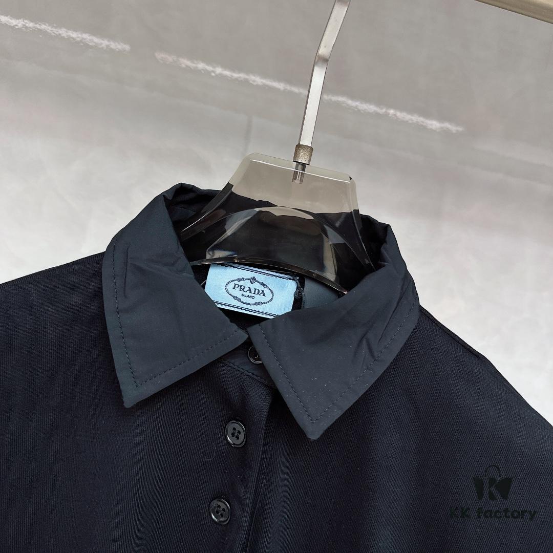 Prada Embroidered Collar Polo Shirt