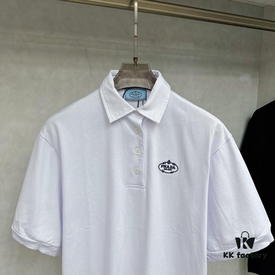 Prada Embroidered Collar Polo Shirt