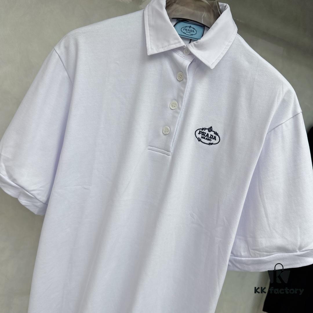 Prada Embroidered Collar Polo Shirt