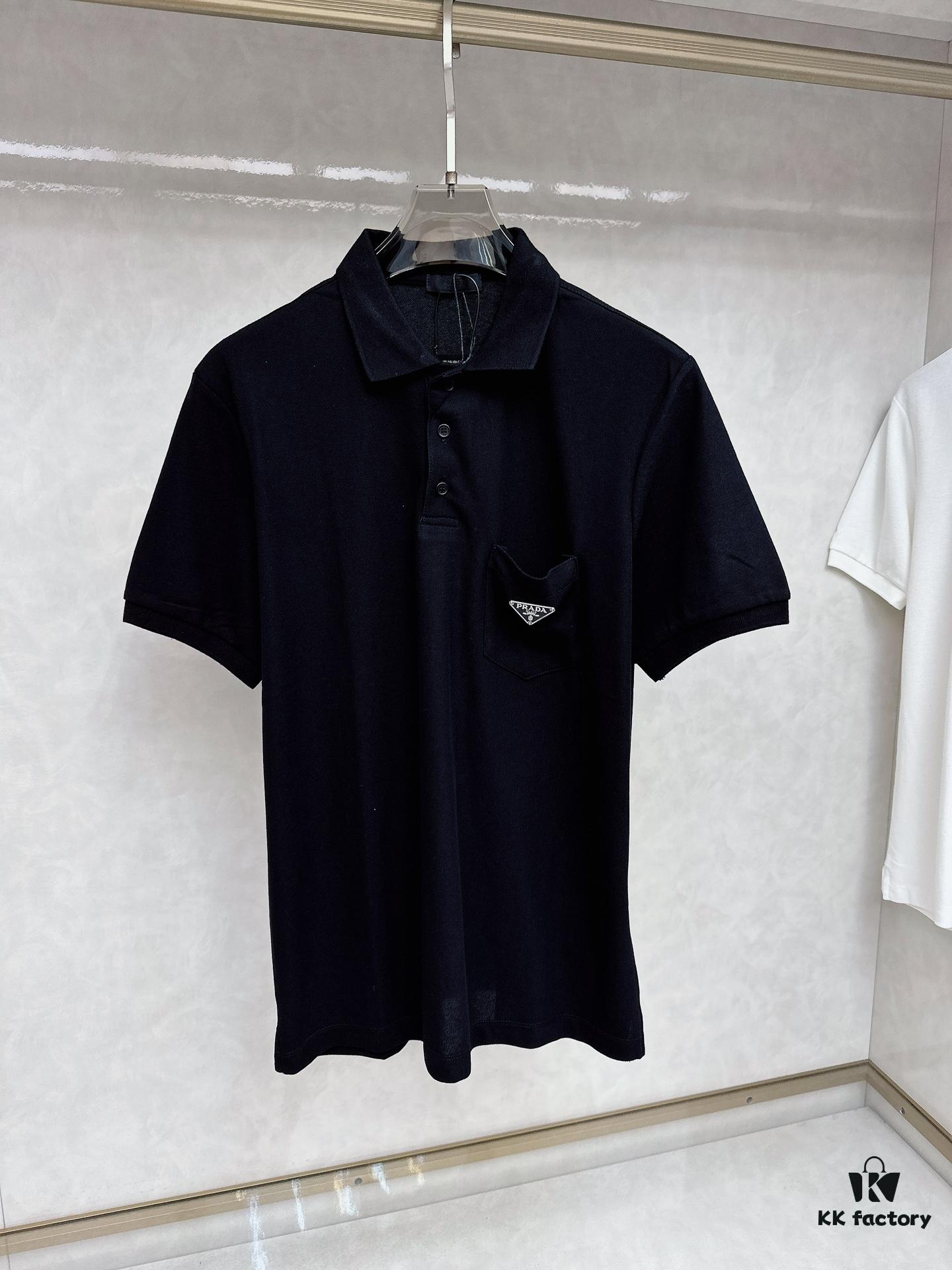PRADA Original Design Premium Polo Shirt with Pocket Steel Logo