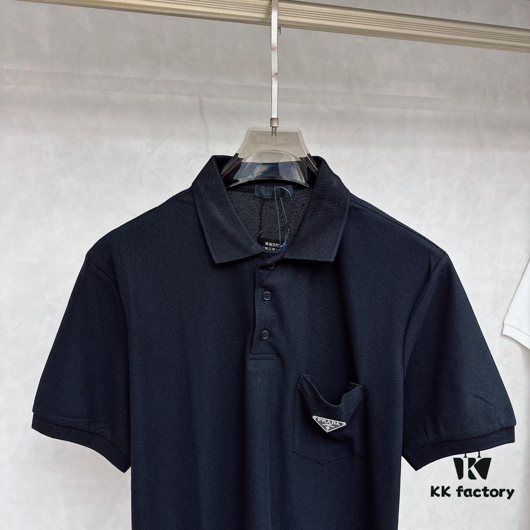 PRADA Original Design Premium Polo Shirt with Pocket Steel Logo