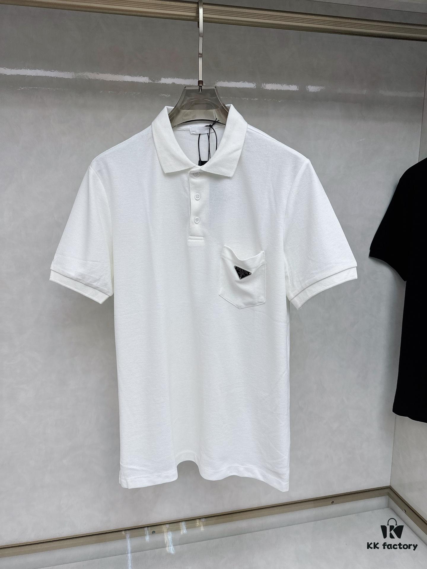 PRADA Original Design Premium Polo Shirt with Pocket Steel Logo