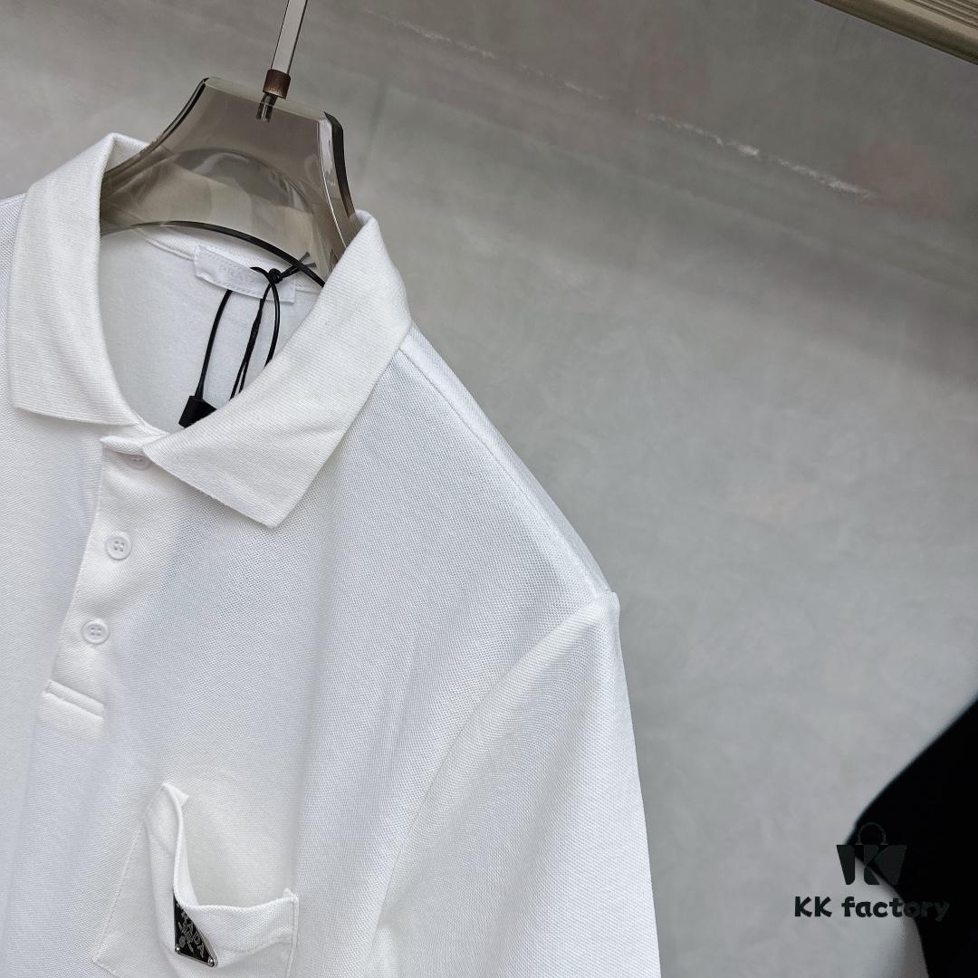 PRADA Original Design Premium Polo Shirt with Pocket Steel Logo