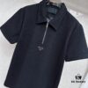 PRADA Waffle-Weave Triangular Logo Polo Shirt