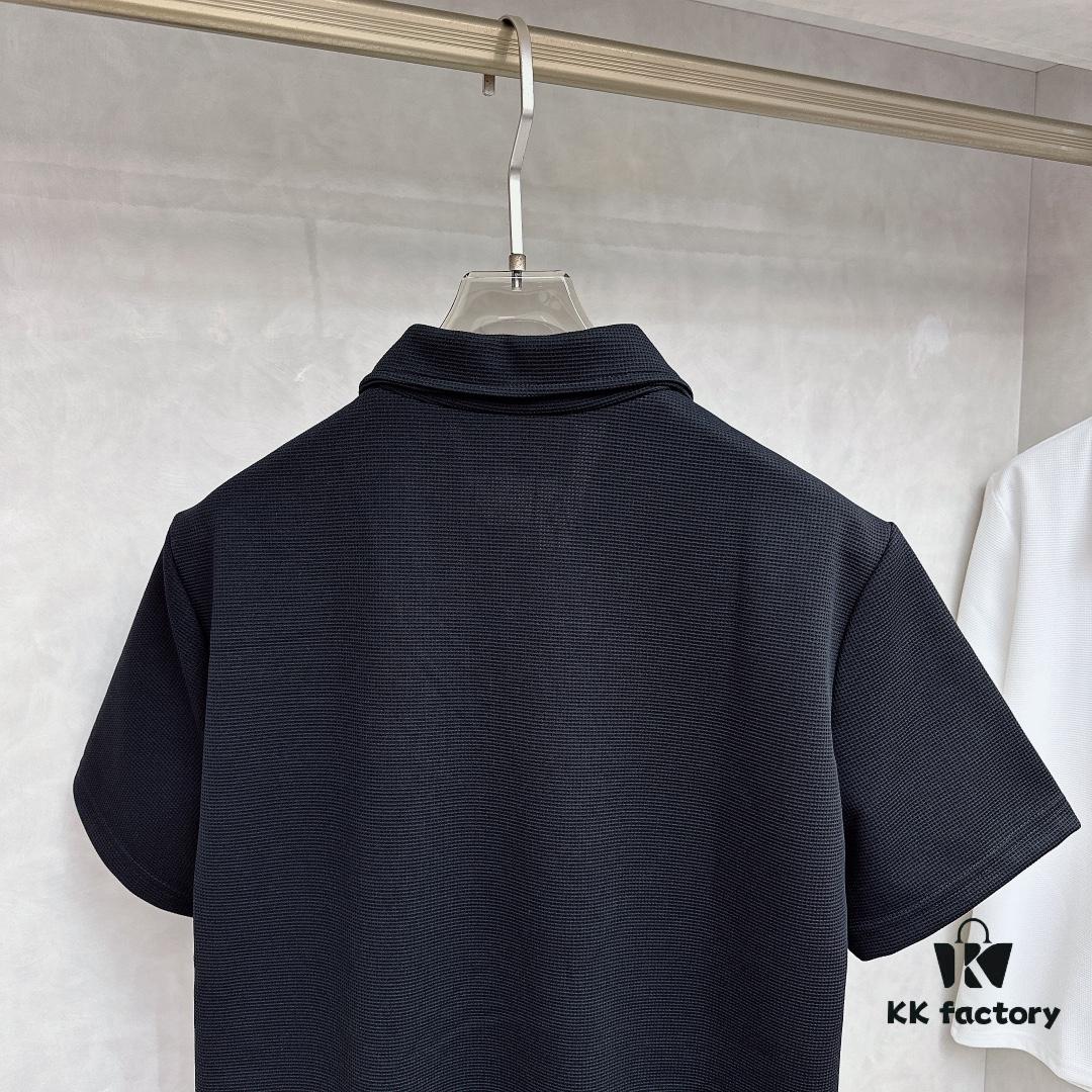 PRADA Waffle-Weave Triangular Logo Polo Shirt