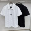Prada Waffle-Weave Triangular Logo Polo Shirt
