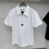 Prada Waffle-Weave Triangular Logo Polo Shirt
