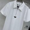 Prada Waffle-Weave Triangular Logo Polo Shirt