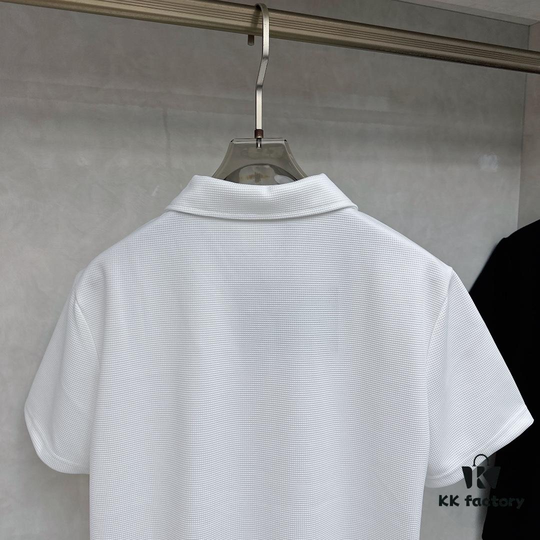 Prada Waffle-Weave Triangular Logo Polo Shirt