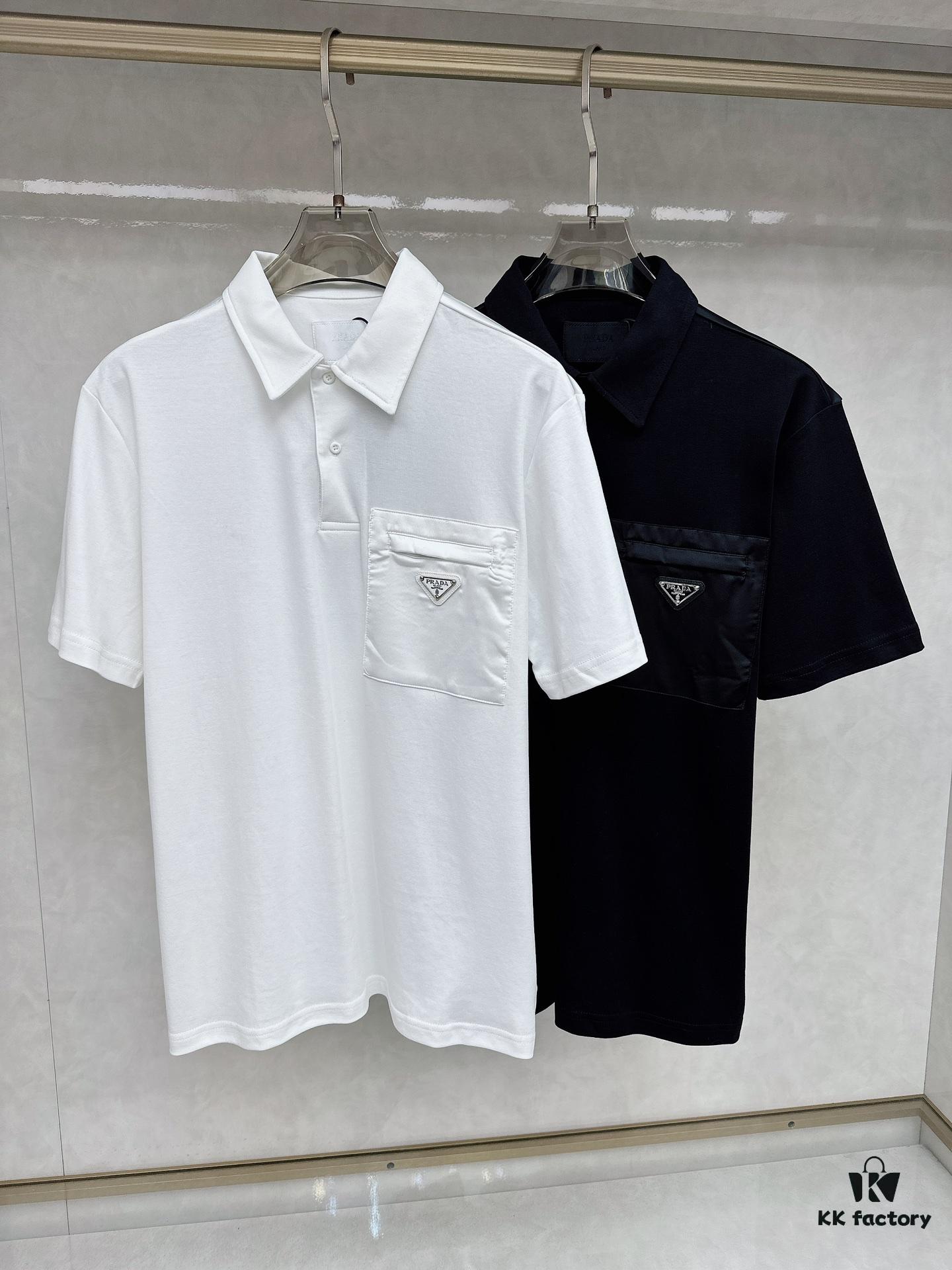 Prada Triangle Logo Zipper Pocket Polo Shirt