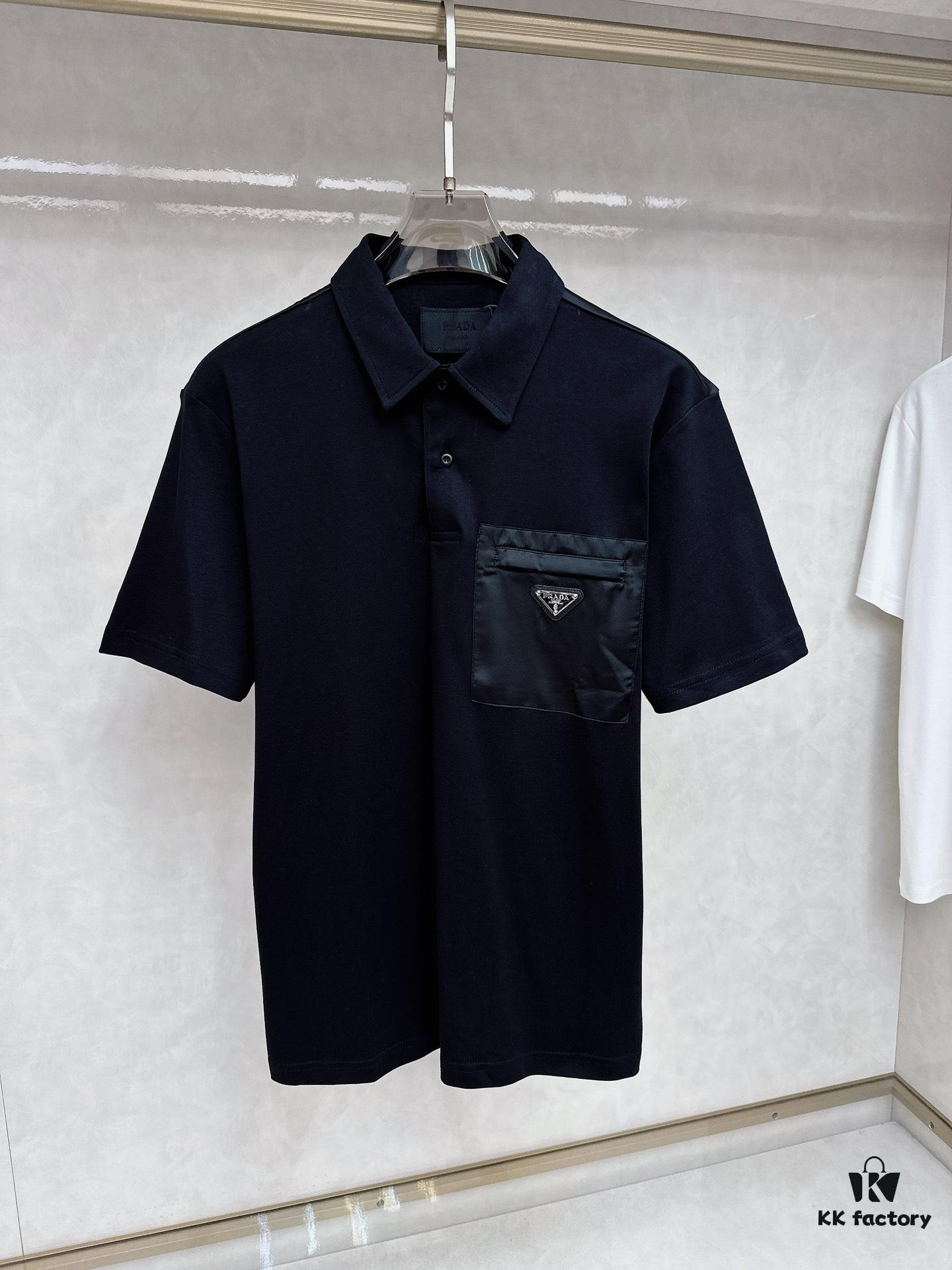 Prada Triangle Logo Zipper Pocket Polo Shirt