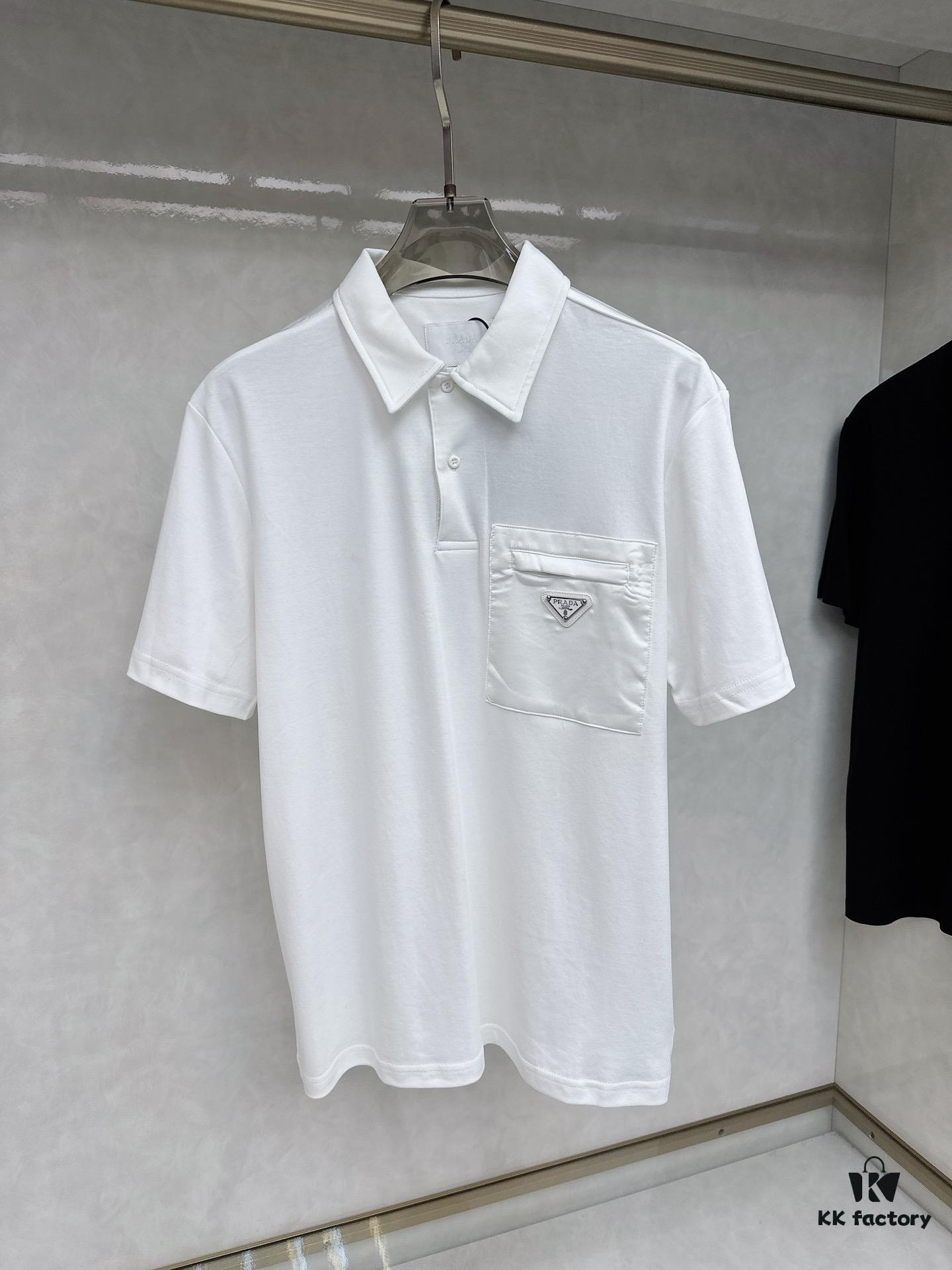 Prada Triangle Logo Zipper Pocket Polo Shirt