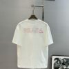 PRAD* Prada 25s New Arrival Unisex T-Shirt with Embroidered Back Logo, Contrast Pink Design, Triangle Metal Badge on Chest, 280g Pure Cotton Fabric, Classic Brand Lettering, High-Fashion Streetwear