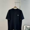 PRAD* Prada 25s New Arrival Unisex T-Shirt with Embroidered Back Logo, Contrast Pink Design, Triangle Metal Badge on Chest, 280g Pure Cotton Fabric, Classic Brand Lettering, High-Fashion Streetwear