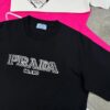 PRAD* Prada 25s New Arrival T-Shirt, Unisex Design, Innovative Embroidered and Heat-Transfer Graphic with Double-Layer Craft, Full-Dimensional Texture, Iconic Brand Lettering Front and Inverted Triangle Logo Back, Striking LOGO Visual Impact, 280g Pure Cotton Fabric, Soft and Comfortable, Extremely Stylish, Triple Tags Attached