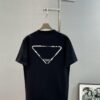 PRAD* Prada 25s New Arrival T-Shirt, Unisex Design, Innovative Embroidered and Heat-Transfer Graphic with Double-Layer Craft, Full-Dimensional Texture, Iconic Brand Lettering Front and Inverted Triangle Logo Back, Striking LOGO Visual Impact, 280g Pure Cotton Fabric, Soft and Comfortable, Extremely Stylish, Triple Tags Attached