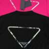 PRAD* Prada 25s New Arrival T-Shirt, Unisex Design, Innovative Embroidered and Heat-Transfer Graphic with Double-Layer Craft, Full-Dimensional Texture, Iconic Brand Lettering Front and Inverted Triangle Logo Back, Striking LOGO Visual Impact, 280g Pure Cotton Fabric, Soft and Comfortable, Extremely Stylish, Triple Tags Attached
