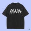 PRADA 2025 Fall Spring/Summer Collection Logo Print Short-Sleeve T-Shirt, Premium Quality, Custom Woven 270G 32-Ne 100% Cotton Fabric, Relaxed Fit Unisex Design