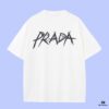 PRADA 2025 Fall Spring/Summer Collection Logo Print Short-Sleeve T-Shirt - Premium Quality, Custom-Woven 270G 32-Single Yarn Double-Layer Pure Cotton Fabric, Relaxed Fit Unisex Design