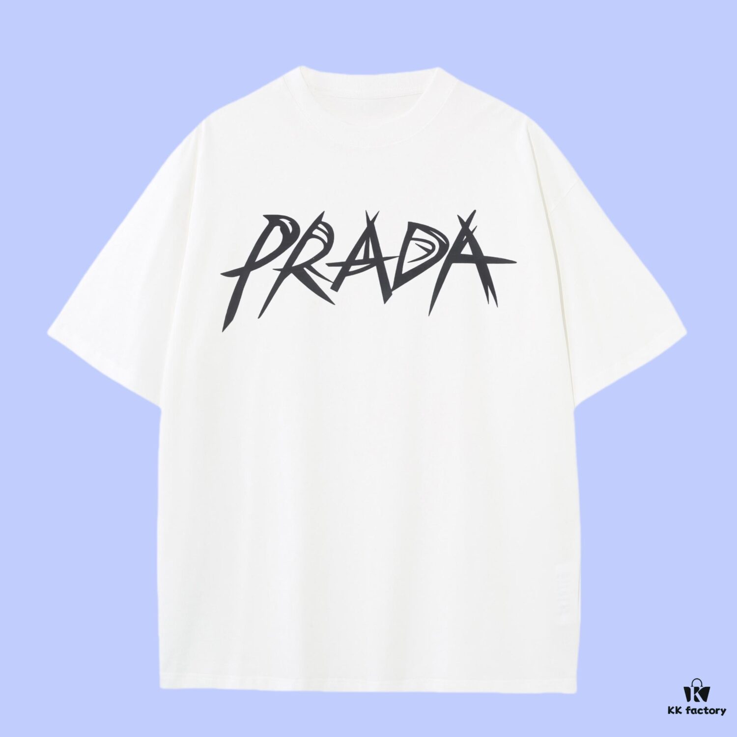 PRADA 2025 Fall Spring/Summer Collection Logo Print Short-Sleeve T-Shirt - Premium Quality, Custom-Woven 270G 32-Single Yarn Double-Layer Pure Cotton Fabric, Relaxed Fit Unisex Design