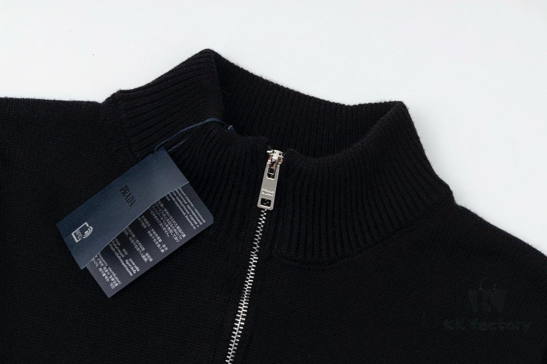 Prada Jacquard Letter Knit Sweater Coat Y077