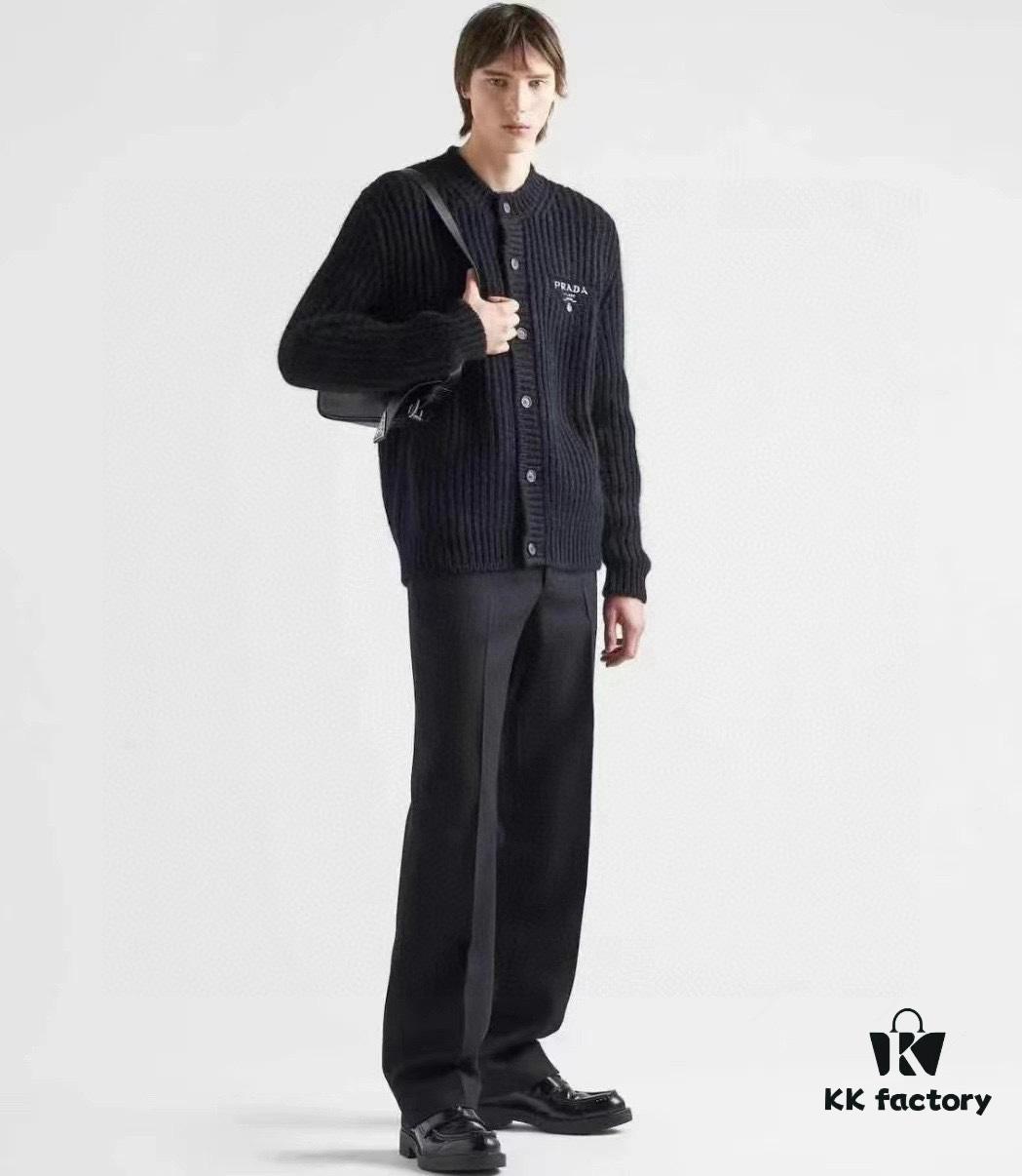 PRADA Wool Cardigan with Chunky Knit, Authentic Original Design