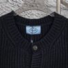 PRADA Wool Cardigan with Chunky Knit, Premium Craftsmanship, Embroidered Logo, Authentic Reproduction