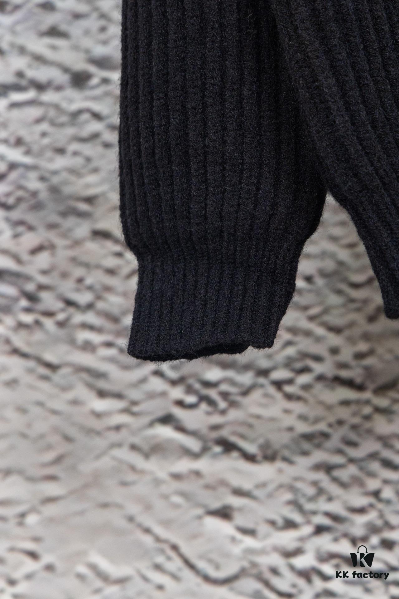 PRADA Wool Cardigan with Chunky Knit, Premium Craftsmanship, Embroidered Logo, Authentic Reproduction