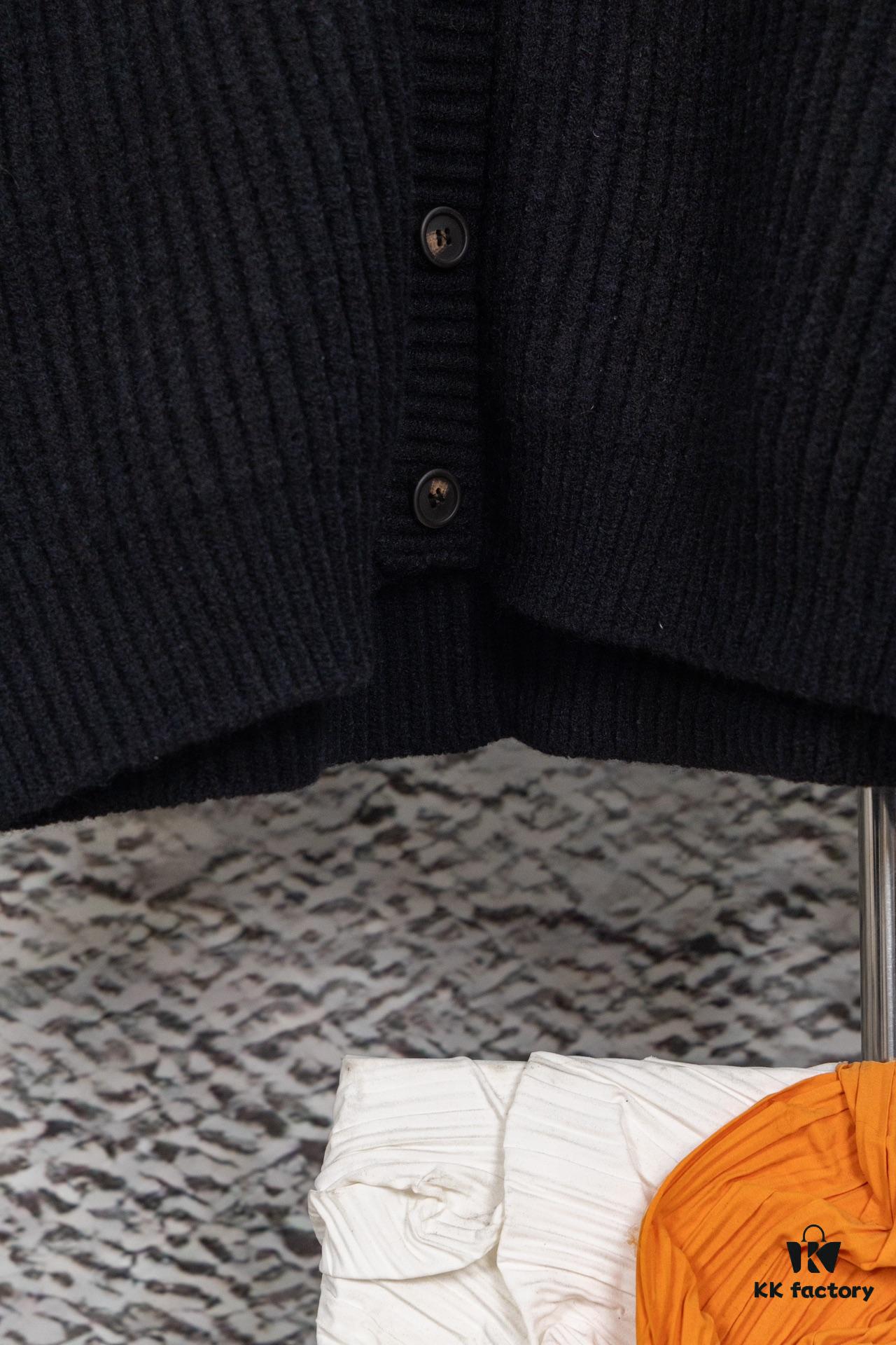 PRADA Wool Cardigan with Chunky Knit, Premium Craftsmanship, Embroidered Logo, Authentic Reproduction