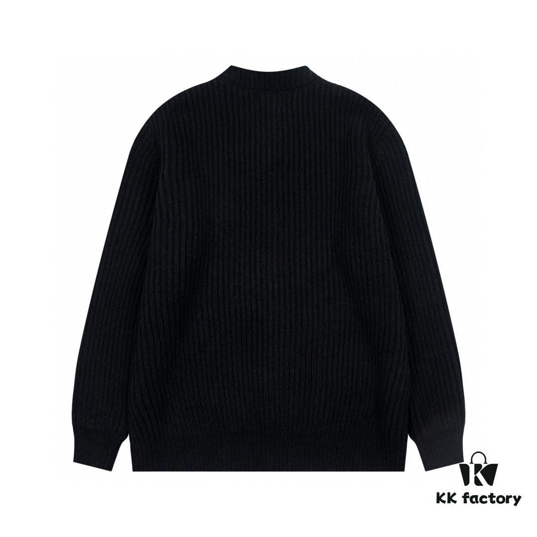 PRADA Wool Cardigan, Coarse Knit, Premium Craftsmanship, Imported Yarn with Soft Finish, Embroidered Chest Logo, Authentic Reproduction