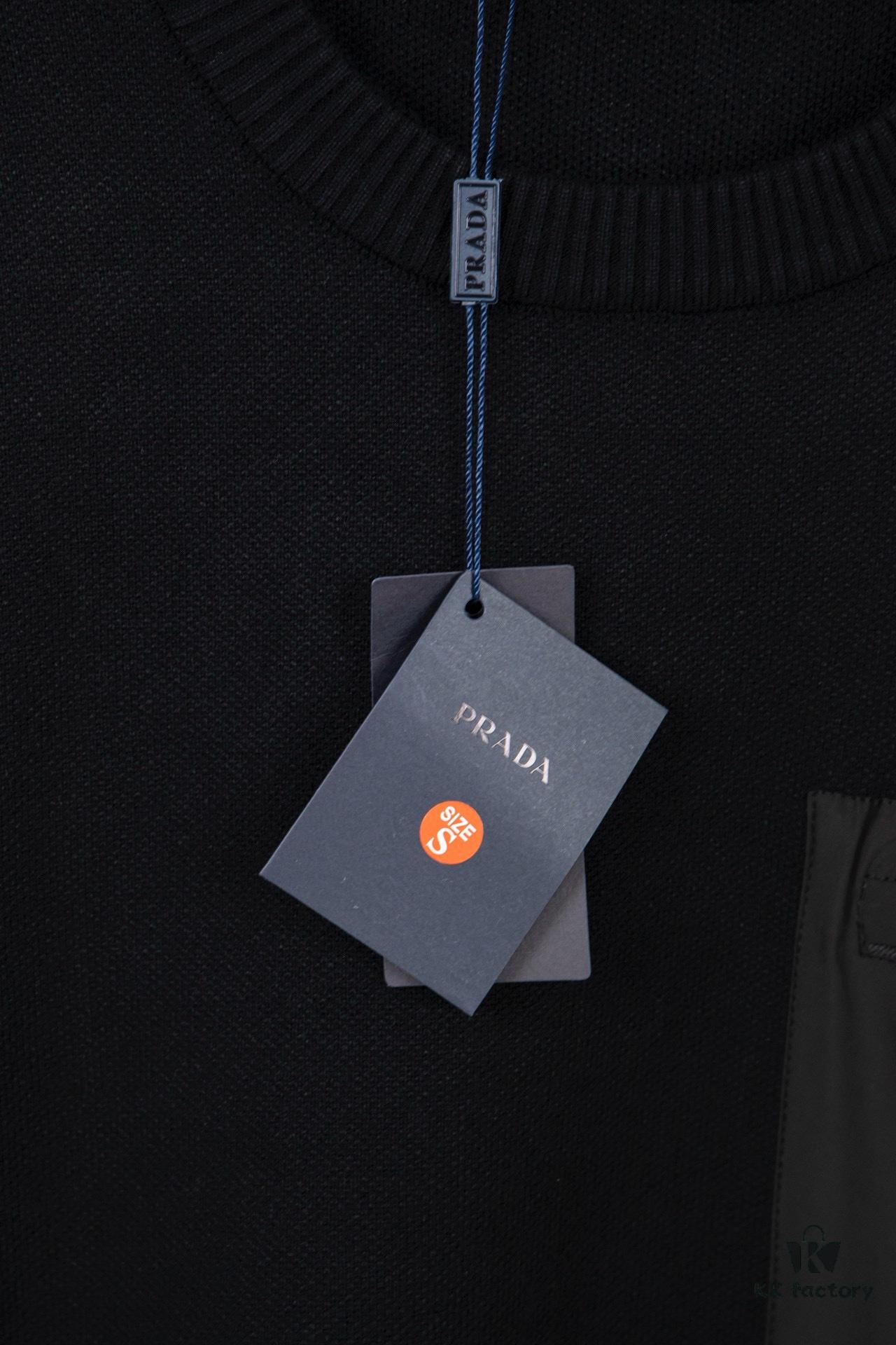 PRADA/Prada 22SS Triangle Logo Pocket Knit Long-Sleeve Sweater