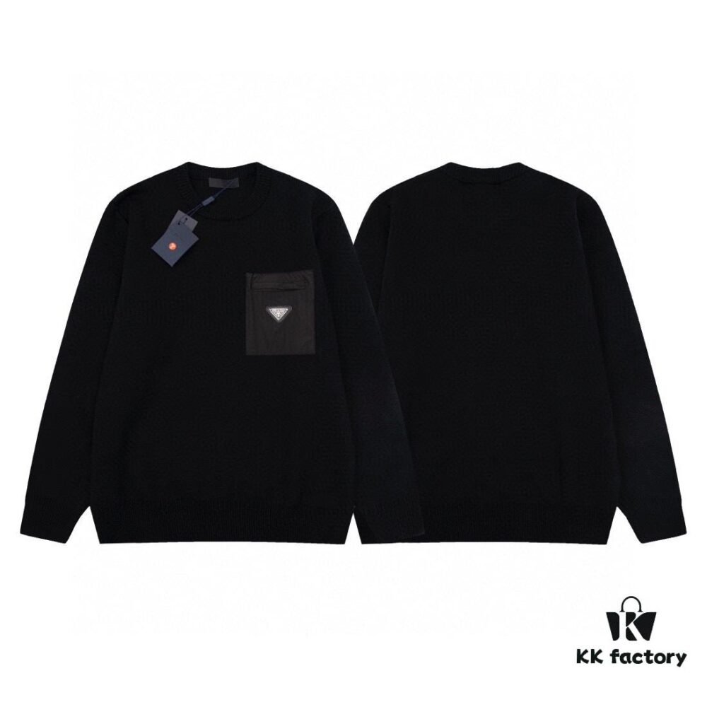 PRADA/Prada 22SS Triangular Logo Pocket Knitted Long-Sleeve Sweater