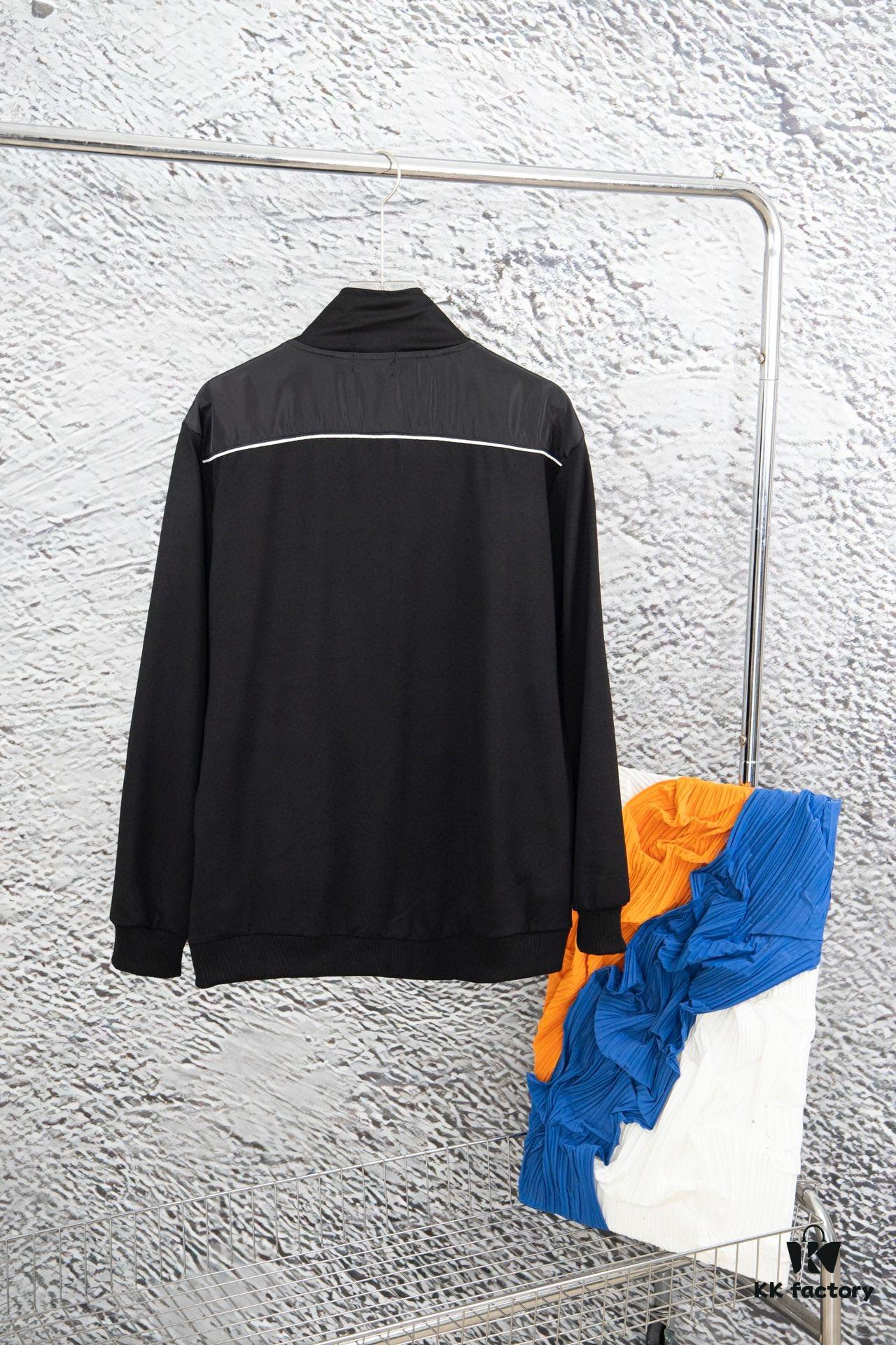 New PRADA Triangle Logo Patched Stand Collar Jacket Unisex Couples Style